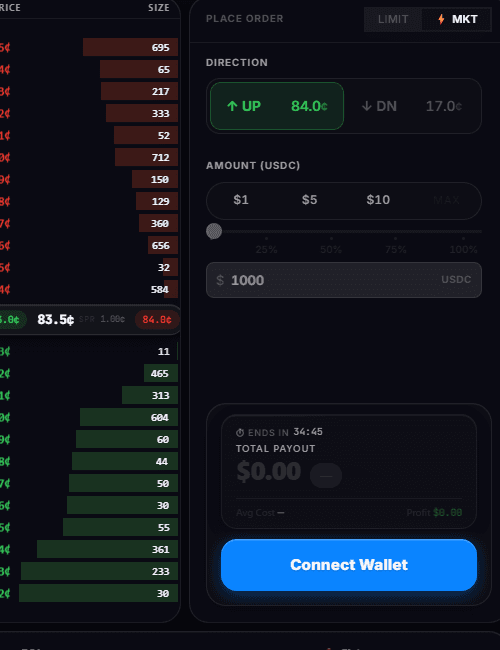 Quick order panel screenshot